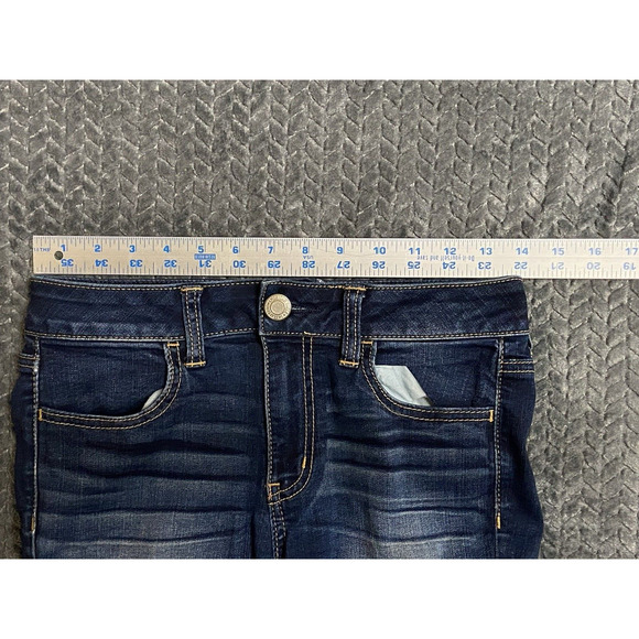 American Eagle Outfitters Jegging Woman Size 4 Super Stretch Ripple Dark Wash - Picture 12 of 16